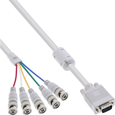 InLine VGA BNC Kabel, 5x BNC Stecker an 15pol HD Stecker, 3m (Produktbild 1)