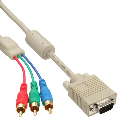 InLine VGA RGB Kabel, VGA Stecker an 3x Cinch Stecker, 2m