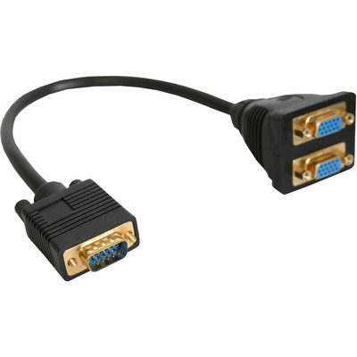 InLine® VGA Y-Adapterkabel, VGA Stecker auf 2x VGA Buchse, schwarz (Produktbild 1)