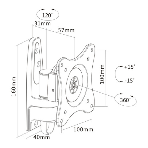 InLine® Wandhalterung, für Monitore bis 69cm (27), max. 15kg