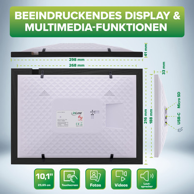 InLine® WiFi-Bilderrahmen WiFRAME 2, 10,1“ 1920x1200 16:10 IPS Touch, Frameo APP