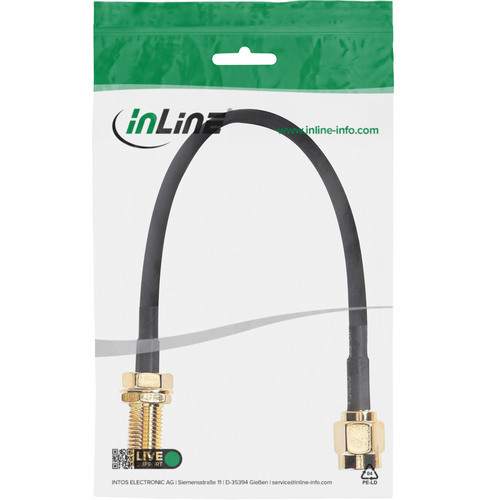 InLine® WLAN Kabel, R-SMA-Stecker auf R-SMA-Kupplung, 0,3m