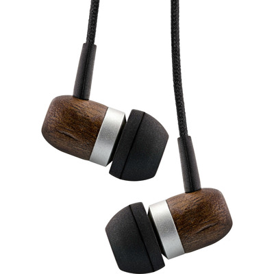 InLine® woodin-ear, In-Ear Headset mit Kabelmikrofon und Funktionstaste, Walnuß (Produktbild 1)