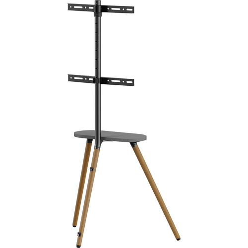 InLine® woodstand II, TV-Standfuß mit Ablage, Dreibein, 43-65 (110-165cm)