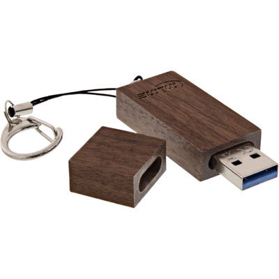 InLine® woodstick USB 3.0 Speicherstick, Walnuss Holz, 128GB (Produktbild 1)