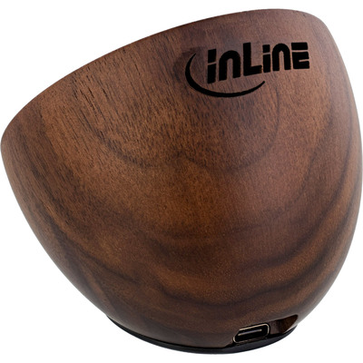 InLine® woodwoom, Mini Bluetooth Walnuss-Holz Lautsprecher, 52mm