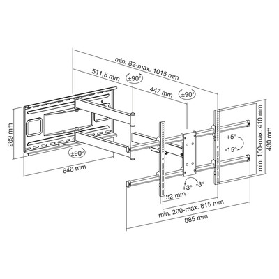 InLine® XL-Arm Full-Motion TV-Wandhalterung, für TV 43-80, max. 50kg