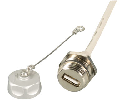 IP67 Einbaubuchse, M20, USB2.0, Bu-St -- A-A, 0,5m IP67 Einbaubuchse, M20, USB2.0, Bu-St -- A-A, 0,5m