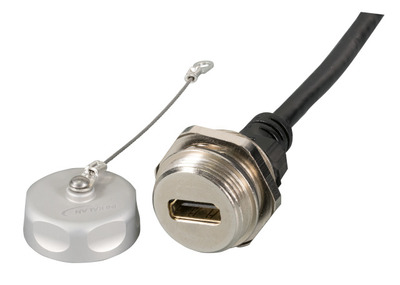 IP67 Einbaubuchse, M25, HDMI, Bu-St -- A-A, 1,0m