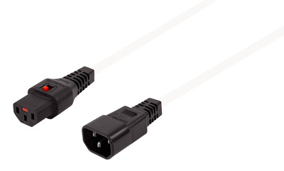 Kaltgerteverlngerung C14 180 - C13 180 -- IEC Lock, wei, 1,5 m