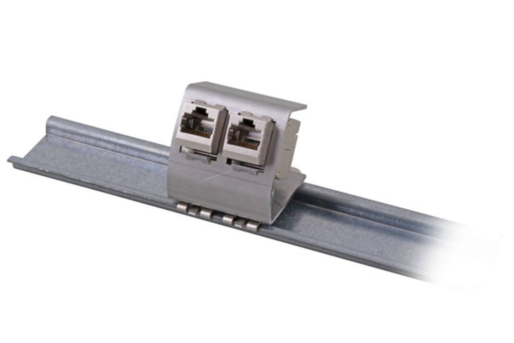 Keystone + Adapter  Keystone Modulhalter für Hutschiene, Edelstahl, für 1x Keystone - 1 VPE = 60 Stück Keystone + Adapter