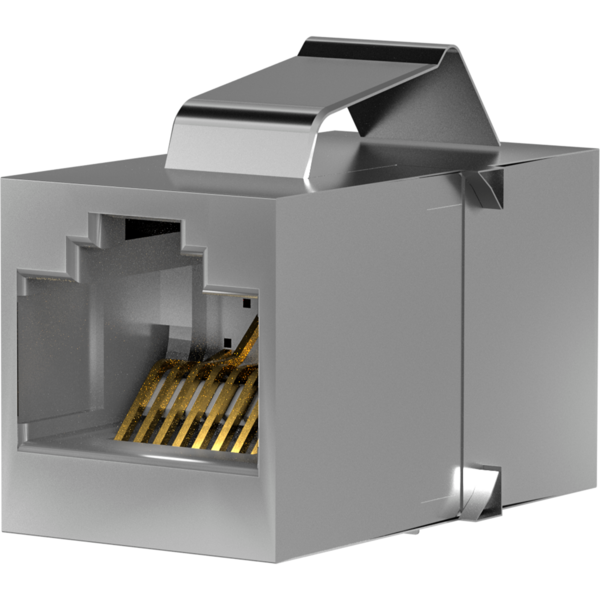 Keystone Einbauadapter RJ45 Bu/Bu -- STP, Cat.5e, Edelstahlgehäuse