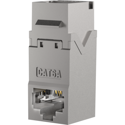 Keystone Einbauadapter RJ45 STP, Cat.6A -- 90° Anschluß, Zinkdruckguß T=40mm