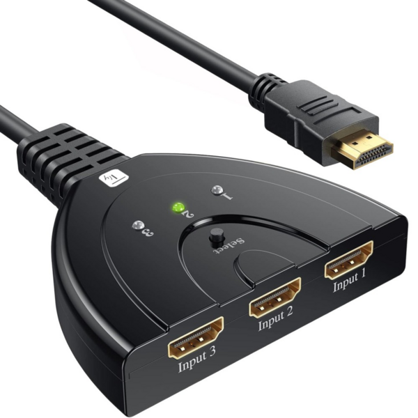 Kompakter 3-port HDMI Switch, 8K@60Hz -- 0,50m, schwarz, 3xIN/1xAUT