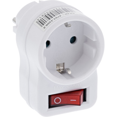 Kopp Steckdosenadapter mit Schalter, 1 Stück, arktis/weiß, 470112003
