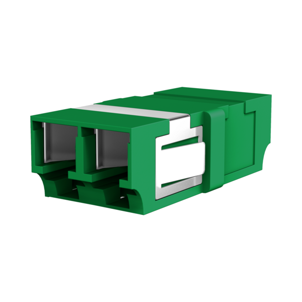 Kupplung LC/APC Duplex OS2 grÃ¼n -- mit Shutter flanschlos