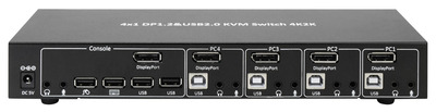 KVM-Switch DisplayPort 1.2, 4-Port, mit -- Hub und Audio