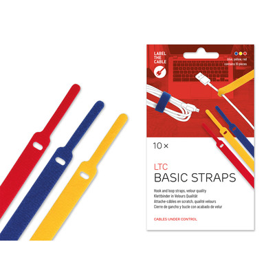 Label-The-Cable Basic, LTC 1130, 10er Set mix (gelb, blau, rot) (Produktbild 1)