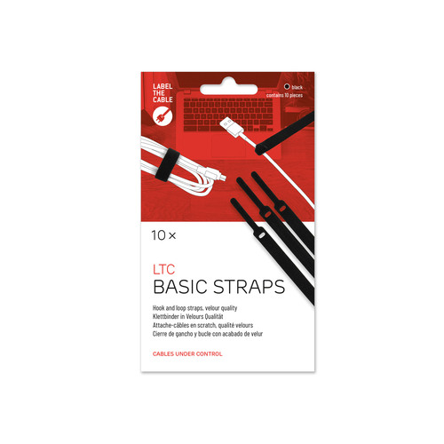 LABEL THE CABLE LTC Basic Straps, Klettkabelbinder 10er Set schwarz