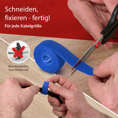 Label-The-Cable LTC PRO Roll Strap, doppelseitige Klettbandrolle, 25m, blau