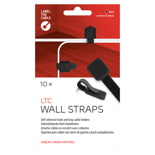 LABEL THE CABLE LTC Wall Straps Klett-Kabelhalter 10er Set schwarz