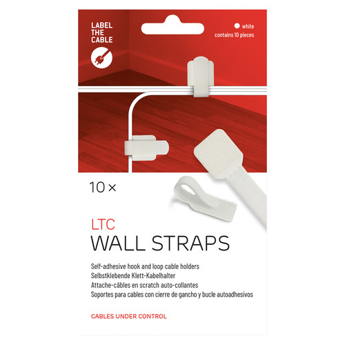 LABEL THE CABLE LTC Wall Straps Klett-Kabelhalter 10er Set weiß