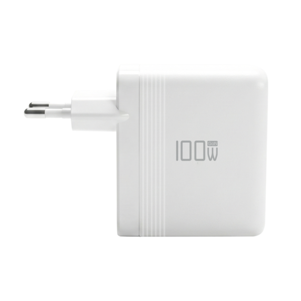 Ladegerät 100W 2xUSB-C + USB-A PD3.0 GaN QC3.0, Eingang:100-240V~2A 50/60Hz weiß