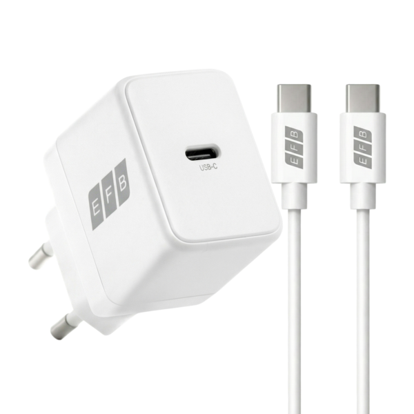 Ladegerät 20W USB-C Set PD3.0 GaN QC3.0 -- inkl. 2m USB-C Ladekabel weiß