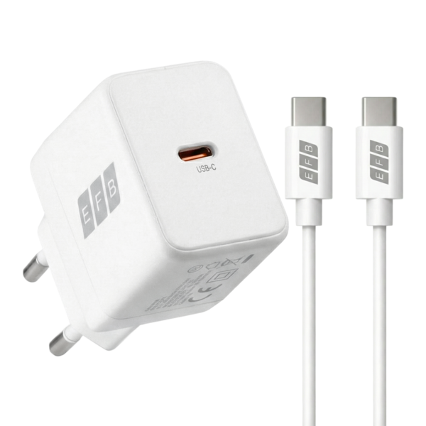 Ladegerät 30W USB-C Set PD3.0 GaN QC3.0 -- inkl. 2m USB-C Ladekabel weiß