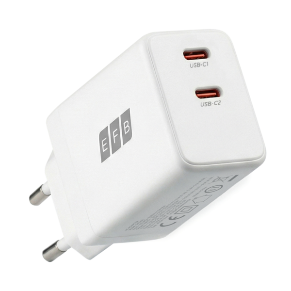 Ladegerät 45W 2xUSB-C Set PD3.0 GaN QC3.0 -- inkl. 2m USB-C Ladekabel weiß