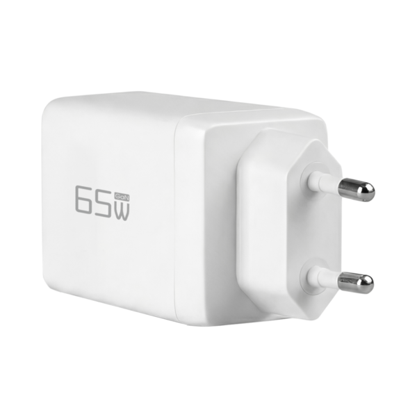 Ladegerät 65W 2xUSB-C + USB-A PD3.0 GaN QC3.0 -- Eingang:100-240V~1.5A 50/60Hz weiß