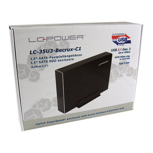 LC-Power LC-35U3-Becrux-C1, externes 3,5-SATA-Festplattengehäuse, USB-C, Alu