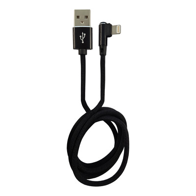 LC-Power LC-C-USB-Lightning-1M-2 (MFI) USB A zu Lightning Kabel, schwarz, gewinkelt, 1m