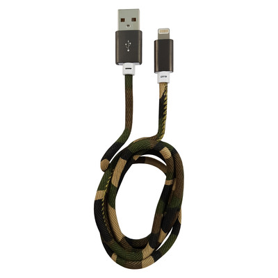 LC-Power LC-C-USB-Lightning-1M-5 (MFI) USB A zu Lightning Kabel, Camouflage grün, 1m
