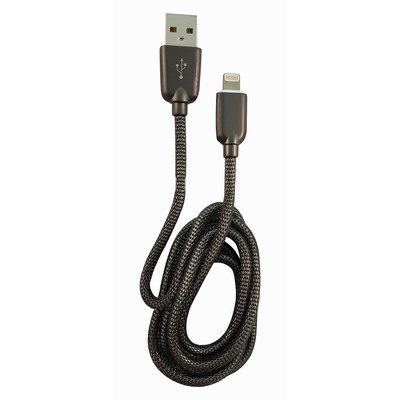 LC-Power LC-C-USB-Lightning-1M-6 (MFI) USB A zu Lightning Kabel, Metall schwarz, 1m (Produktbild 1)