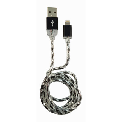 LC-Power LC-C-USB-Lightning-1M-8 (MFI) USB A zu Lightning Kabel, schwarz/silber, 1m (Produktbild 1)