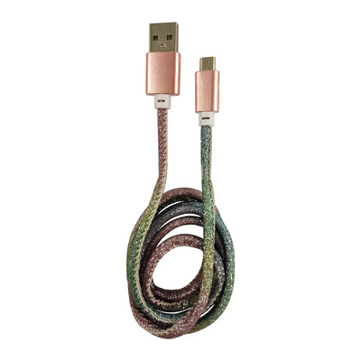 LC-Power LC-C-USB-MICRO-1M-4 USB A zu Micro-USB Kabel, Disco-Glitzer, 1m