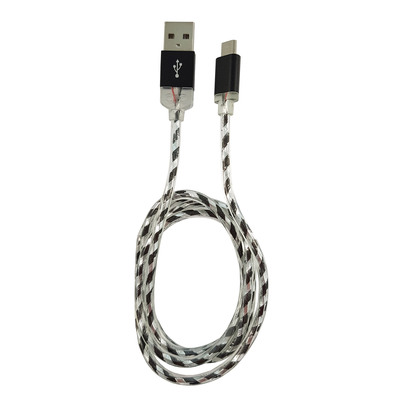 LC-Power LC-C-USB-MICRO-1M-8 USB A zu Micro-USB Kabel, schwarz/silber beleuchtet, 1m