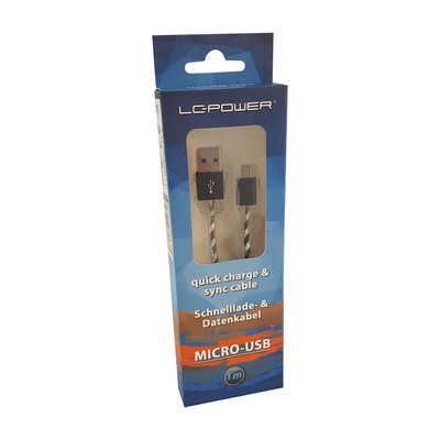 LC-Power LC-C-USB-MICRO-1M-8 USB A zu Micro-USB Kabel, schwarz/silber LED 1m