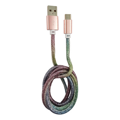 LC-Power LC-C-USB-TYPE-C-1M-4 USB A zu USB-C Kabel, Disco-Glitzer, 1m (Produktbild 1)