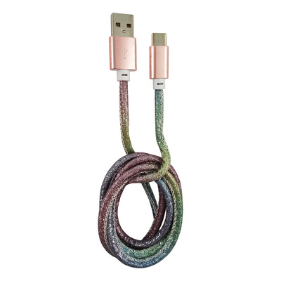 LC-Power LC-C-USB-TYPE-C-1M-4 USB-A zu USB-C Kabel, Disco-Glitzer, 1m