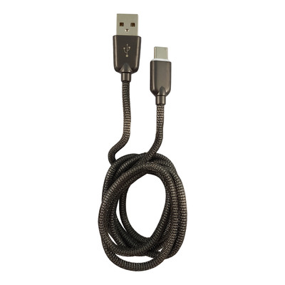 LC-Power LC-C-USB-TYPE-C-1M-6 USB A zu USB Typ-C Kabel, Metall schwarz, 1m