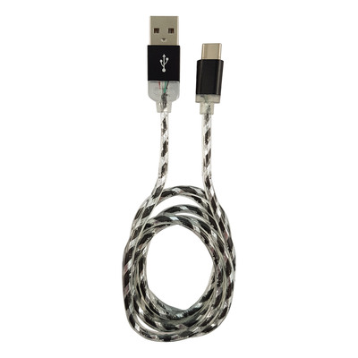 LC-Power LC-C-USB-TYPE-C-1M-8 USB-A zu USB-C Kabel, schwarz/silber beleuchtet, 1m