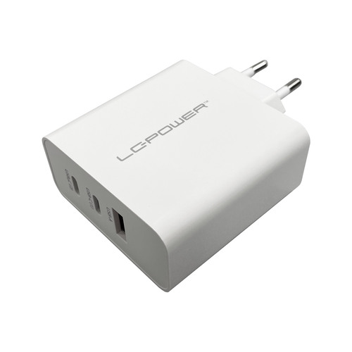 LC-Power LC-GAN-65, USB-Netzteil GaN, 2x USB-C, 1x USB-A, 65W, weiß