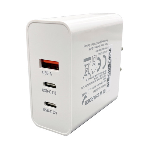 LC-Power LC-GAN-65, USB-Netzteil GaN, 2x USB-C, 1x USB-A, 65W, weiß