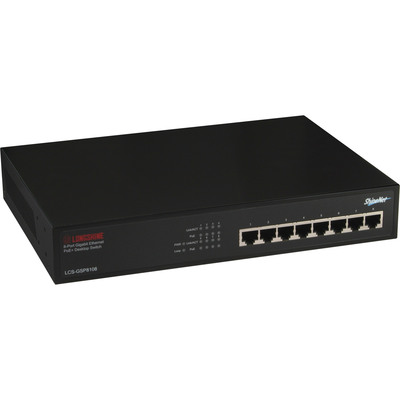 Longshine Gigabit Switch, 8-Port, LCS-GSP8108, Desktop, PoE+, lüfterlos (Produktbild 1)