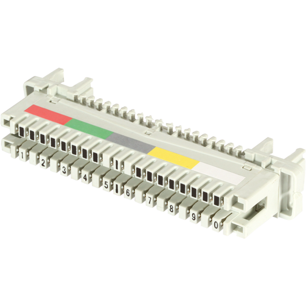 LSA-Anschlussleiste 2/10 zu 10DA für -- Rundstangenmontage, mit Farbcode