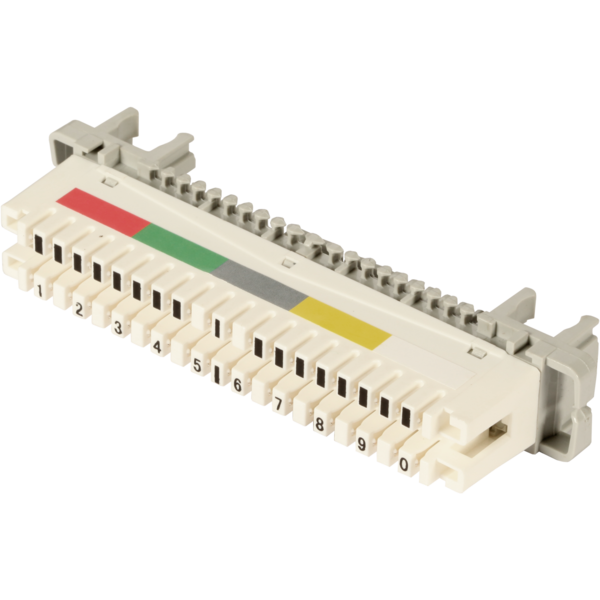LSA-Trennleiste 2/10 zu 10DA für -- Rundstangenmontage, mit Farbcode
