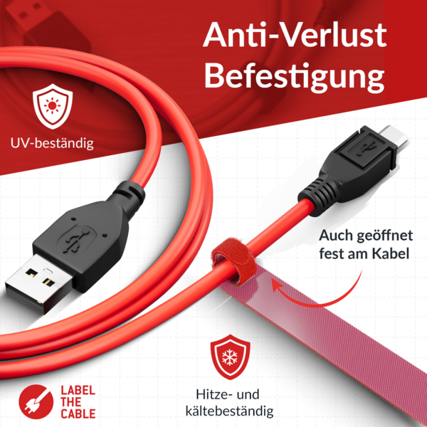 LTC BASIC STRAPS, Klettkabelbinder -- 10 Stück Set gelb/blau/rot