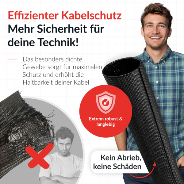 LTC CABLE TUBE, Gewebekabelschlauch -- Durchmesser 2.5 - 4 cm 2m schwarz